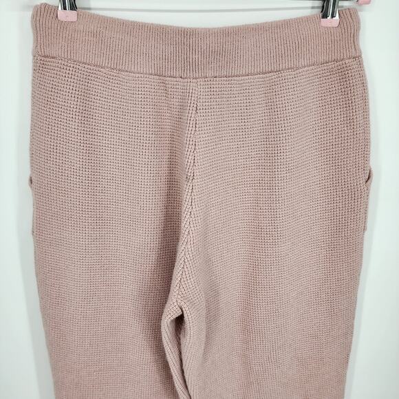 Ann Taylor Joggers M Waffle Knit Sweater Pull On Pants Lounge High Rise Pink NEW - Picture 9 of 12